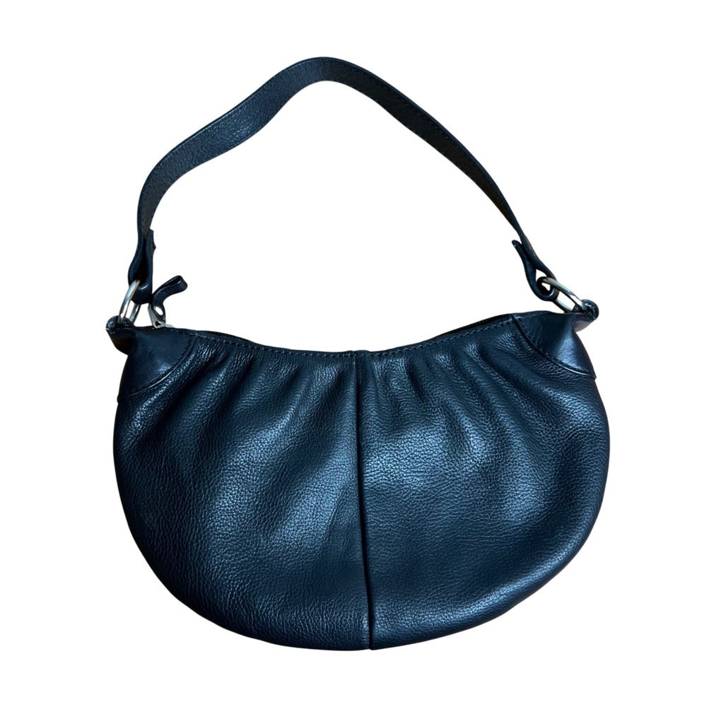 NEXT Leather Baguette Small‎ Shoulder Bag Purse Y2K Black